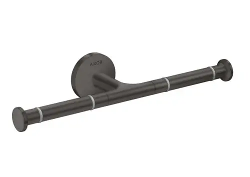 Toilettenpapierhalter von AXOR in Schwarz, bestehend aus zwei parallel angebrachten Stangen mit runden Halterungen. Geeignet für Wandmontage.